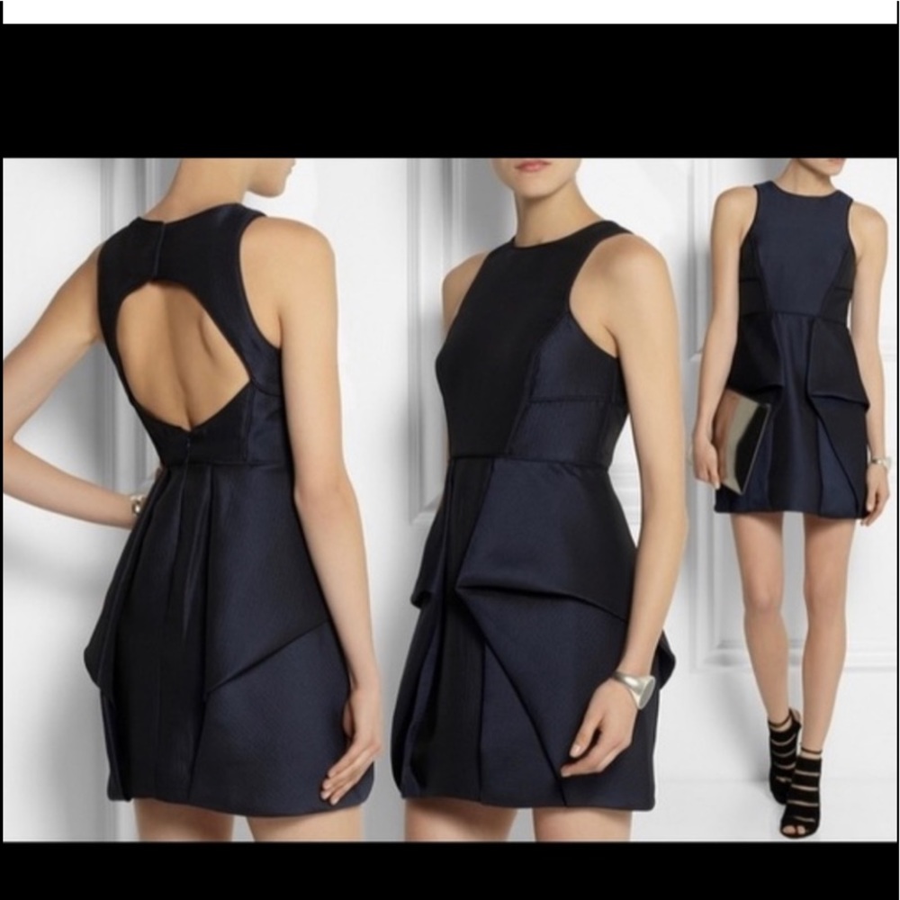 Tibi simona black open back dress sz 8